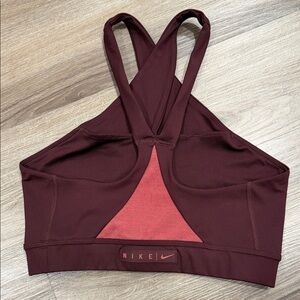 Nike Maroon and Red Cross-Back Sports Bra size M